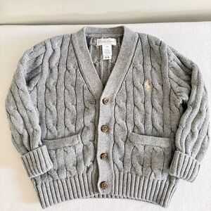 Ralph Lauren Light Gray Cable-Knit Cardigan